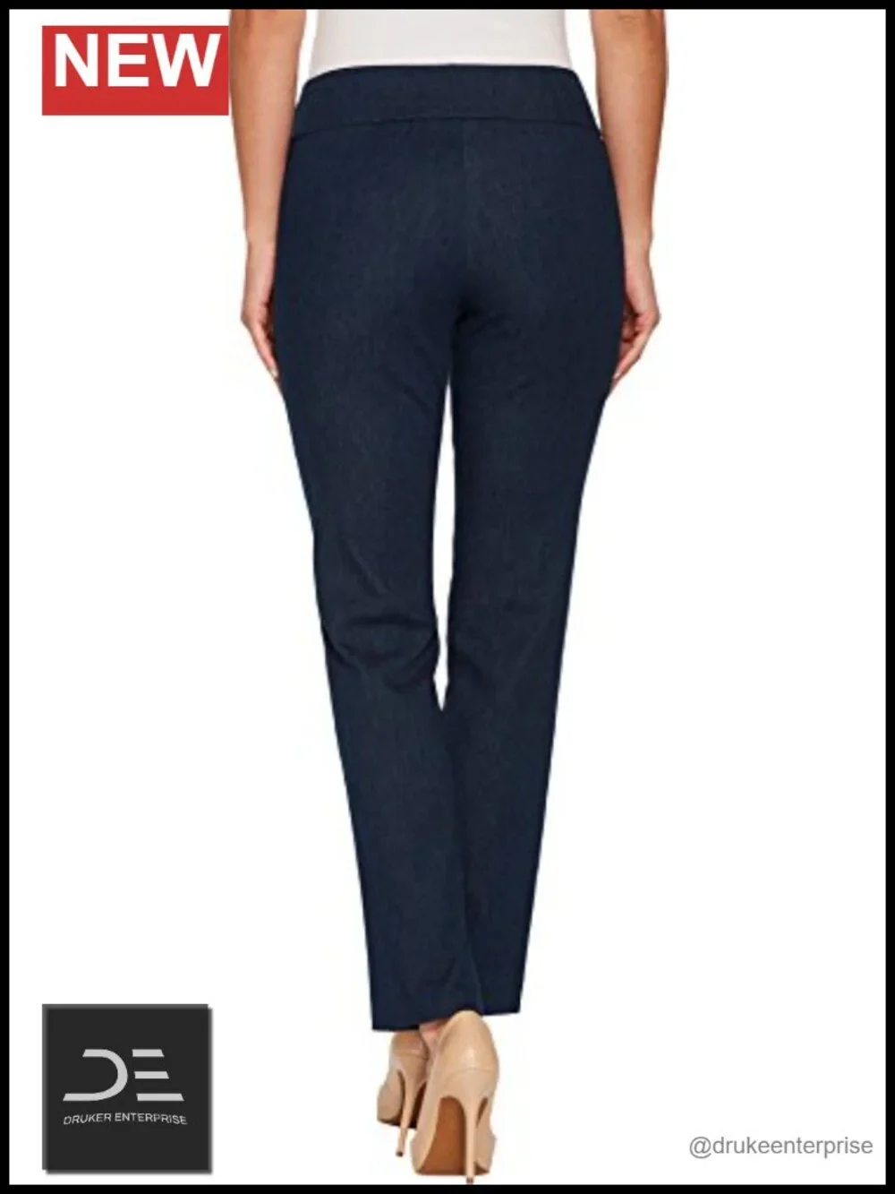 Womens High Rise Skinny Pull-On Ankle Denim Pants Cotton Spandex Tummy Control